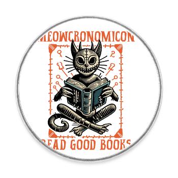 Meowcronomicon Lies Gute Bücher - Runder Kühlschrankmagnet - Weiß - Vorne