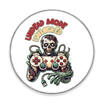 Manette de jeu zombie Mode mort-vivant - Magnet rond - blanc - Devant