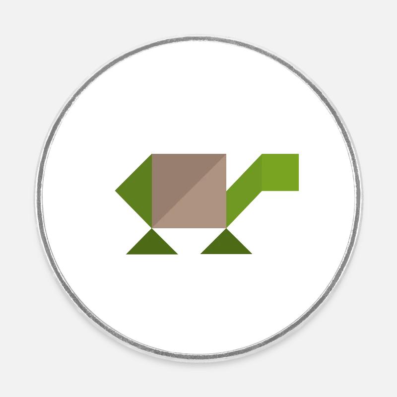 Tortue - Tangram - Magnet rond - blanc