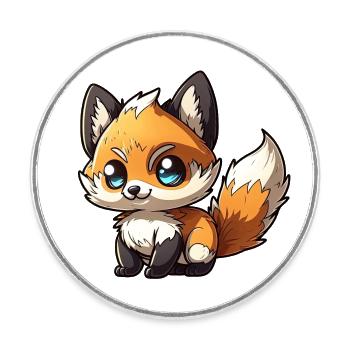 Cute baby fox chibi - Round  fridge magnet - white - Front