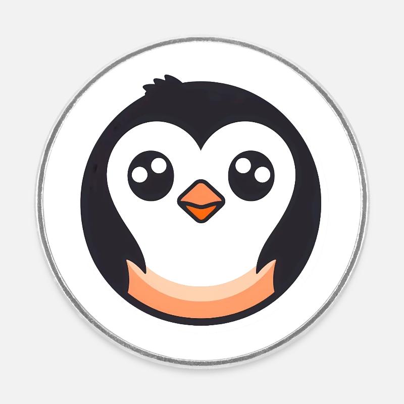 Mignon logo pingouin - Magnet rond - blanc