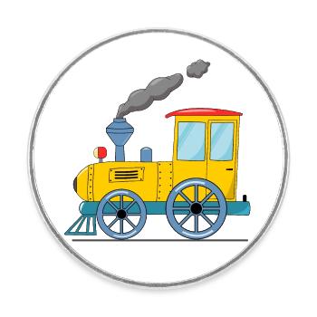 Kinderzug Eisenbahn gelb - Runder Kühlschrankmagnet - Weiß - Vorne