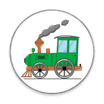 Kinderzug Eisenbahn grün - Runder Kühlschrankmagnet - Weiß - Vorne
