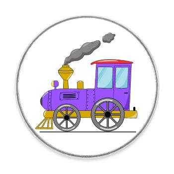 Kinderzug Eisenbahn lila - Runder Kühlschrankmagnet - Weiß - Vorne