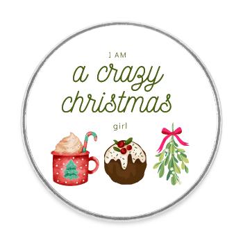 Christmas Gift Season Girl Woman - Round  fridge magnet - white - Front
