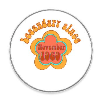 Legendary since November 1969 Birthday Retro - Round  fridge magnet - white - Front