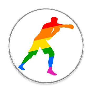 Boxer LGBT Ally - Runder Kühlschrankmagnet - Weiß - Vorne