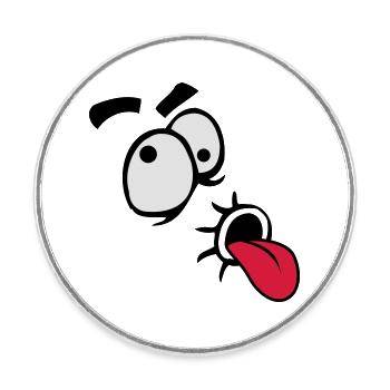 Funny Comic Face Cool Tongue Stick Out - Round  fridge magnet - white - Front