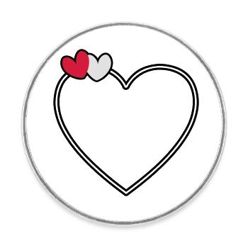 2 hearts heart frame - Round  fridge magnet - white - Front