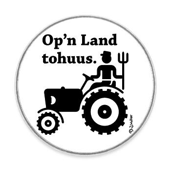 Op’n Land tohuus. (Plattdeutsch) - Runder Kühlschrankmagnet - Weiß - Vorne