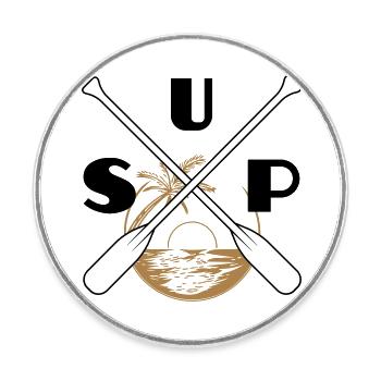 Stand up paddling Sunset retro - Runder Kühlschrankmagnet - Weiß - Vorne