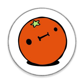 Niedlich Kawaii Orange Zitrusfrucht Derp Gesicht - Runder Kühlschrankmagnet - Weiß - Vorne