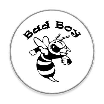 Spruch "Bad Boy" mit einer coolen Comicbiene - Runder Kühlschrankmagnet - Weiß - Vorne