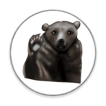 Brown bear - Round  fridge magnet - white - Front