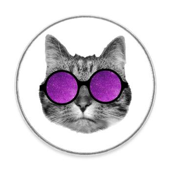 Space kitty - Round  fridge magnet - white - Front