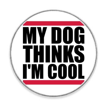 Dog thinks in the cool - Round  fridge magnet - white - Front