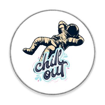 Chilling astronaut - Round  fridge magnet - white - Front