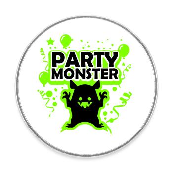 Party monster green - Round  fridge magnet - white - Front