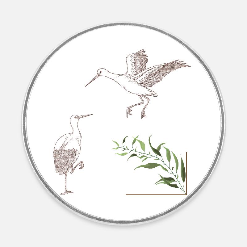 Storks - Round  fridge magnet - white