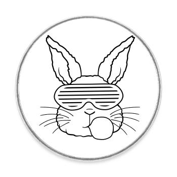 Lapin chewing-gum bubble cool - Magnet rond - blanc - Devant