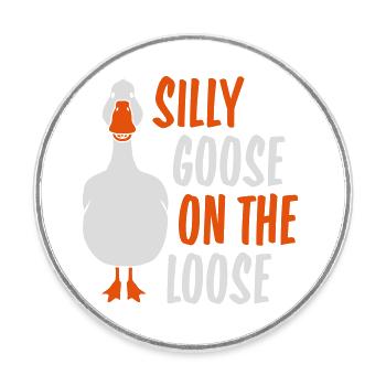 goose on the loose - Runder Kühlschrankmagnet - Weiß - Vorne