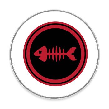 Os d’os symbole de poisson - Magnet rond - blanc - Devant