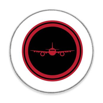 Symbole de l’avion - Magnet rond - blanc - Devant