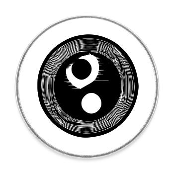 Yin Yang Signe Symbole Paix Bonheur Vecteur 8 - Magnet rond - blanc - Devant