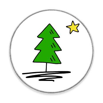 Fir tree - Round  fridge magnet - white - Front