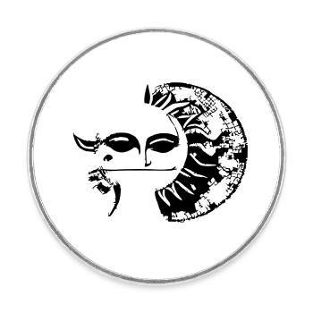 Sun Moon Mosaic Astrology Symbol Vector 04 - Round  fridge magnet - white - Front