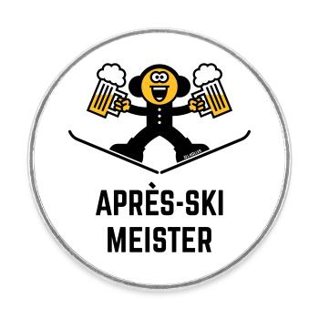 Après-Ski Meister (Bier / Karikatur / 3C) - Runder Kühlschrankmagnet - Weiß - Vorne