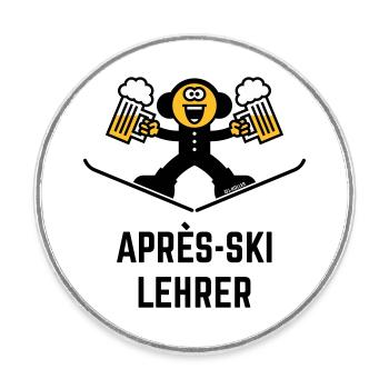 Après-Ski Lehrer (Bier / Karikatur / 3C) - Runder Kühlschrankmagnet - Weiß - Vorne