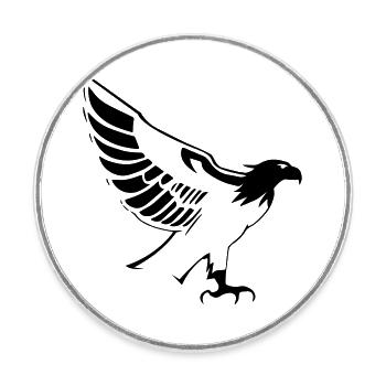 Flying eagle opening wings in profile - Round  fridge magnet - white - Front