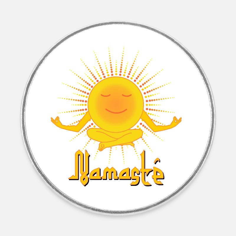 Namasté - méditant cher soleil - Magnet rond - blanc