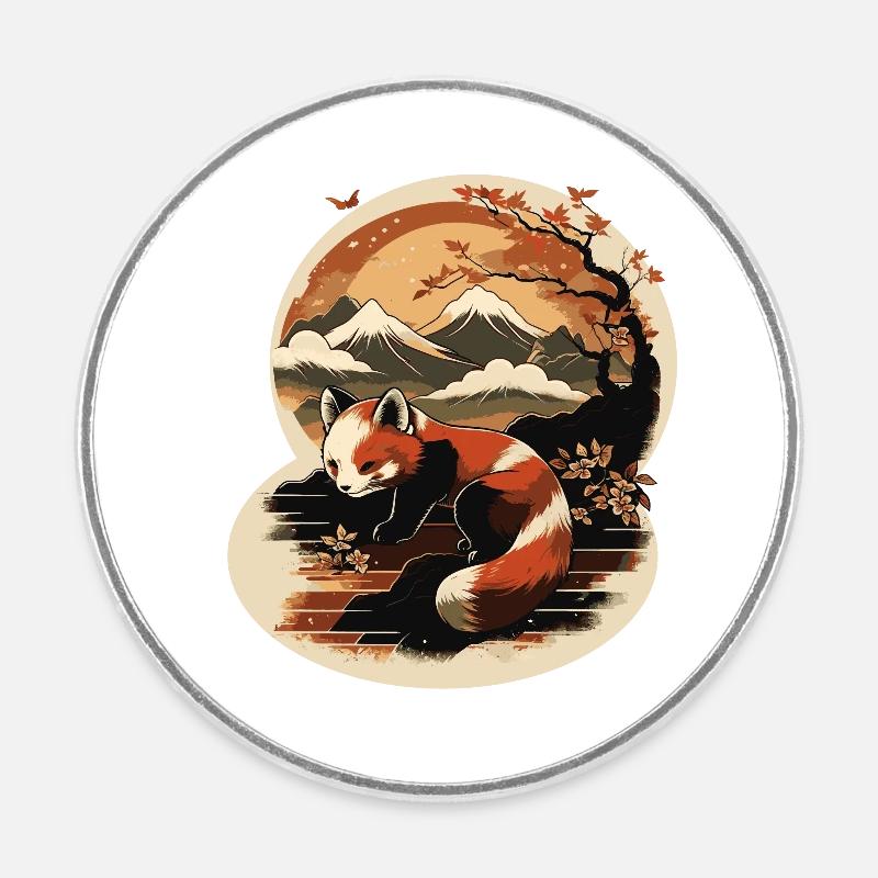 Roter Panda 8 - Runder Kühlschrankmagnet - Weiß