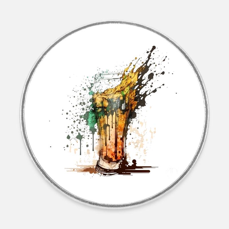 Cooles Bier Motiv.Craft Bier Explosion - Runder Kühlschrankmagnet - Weiß