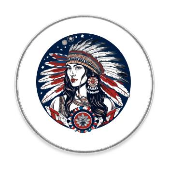 Amerikanische Folklore - Runder Kühlschrankmagnet - Weiß - Vorne
