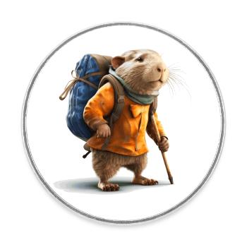 Le rat-taupe commence son aventure en plein air - Magnet rond - blanc - Devant