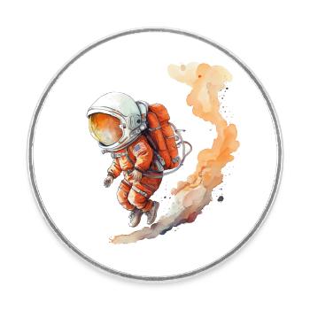 Astronaut Wasserfarben Illustration - Runder Kühlschrankmagnet - Weiß - Vorne