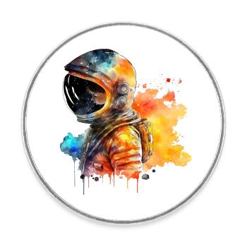 Astronaut Portrait Wasserfarben - Runder Kühlschrankmagnet - Weiß - Vorne