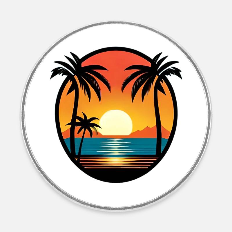 Ambiance estivale - Magnet rond - blanc