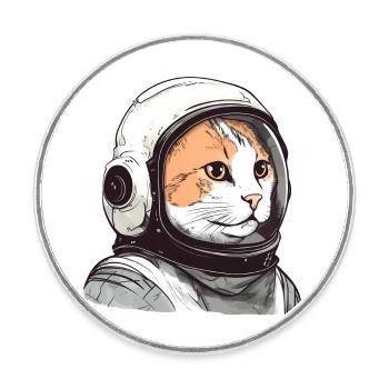 Funny Cat Astronaut - Round  fridge magnet - white - Front