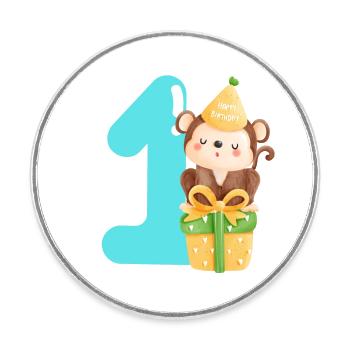 1st birthday. first birthday - Round  fridge magnet - white - Front