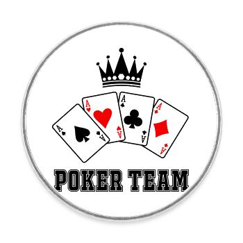 Équipe de poker - Magnet rond - blanc - Devant