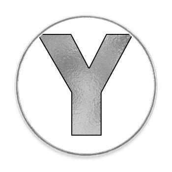 Letter Y Silver - Round  fridge magnet - white - Front
