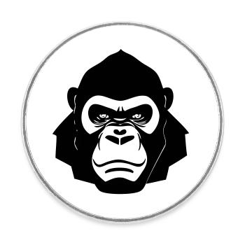 Harter Gorilla im Cartoon Stil - Runder Kühlschrankmagnet - Weiß - Vorne