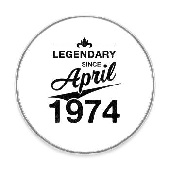50th Birthday Legendary April 1974 Volume 74 - Round  fridge magnet - white - Front