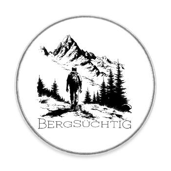 Bergsüchtig - Runder Kühlschrankmagnet - Weiß - Vorne