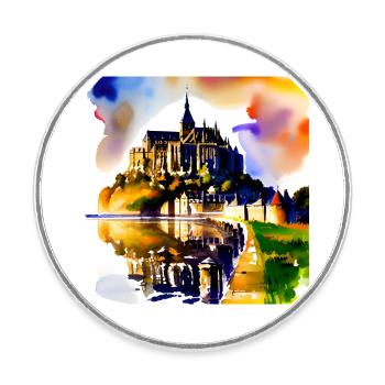 Mont Saint Michel, Frankreich - Runder Kühlschrankmagnet - Weiß - Vorne