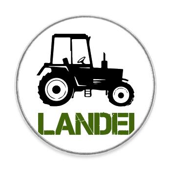 Tractor Landei - Round  fridge magnet - white - Front